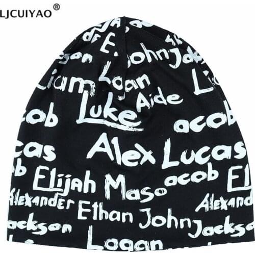 LJCUIYAO Women Men Hat Unisex Warm Winter Knitted Hat Fashion Cap Hip-hop Beanie Feminino Cap Winter Hats Letter Printing Cap