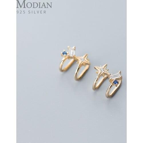 MODIAN Fashion Punch-Free Earring for Women Authentic 925 Sterling Silver Shining Zircon Luxury Stars Clips Earring Fine Jewelry