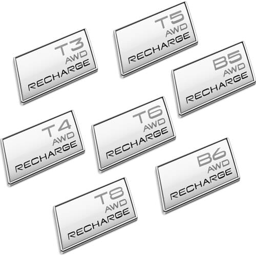 For Volvo RECHARGE Badge Sticker Volvo AWD T3 T4 T5 T6 T8 B5 B6 XC60 XC90 XC70 XC40 V90 S60 S80 S90 V40 V60 Volvo Trunk Sticker