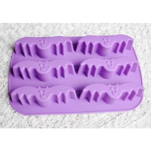 New arrival 6 cavity Bat shape Halloween Silicone ice cake mold jelly mold chocolate mold