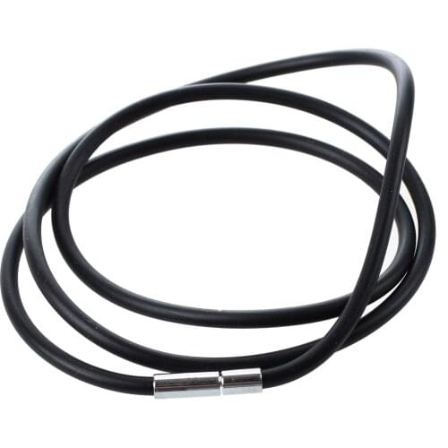25.5 Inch 3MM Rubber Neck Cord Necklace with Stainless Steel Closure - Black
