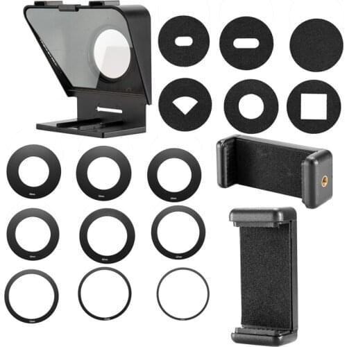 Portable Mobile Teleprompter Interview Speech with Remote Control for iPhone 12 11 X Samsung S20 Tablet DSLR Camera