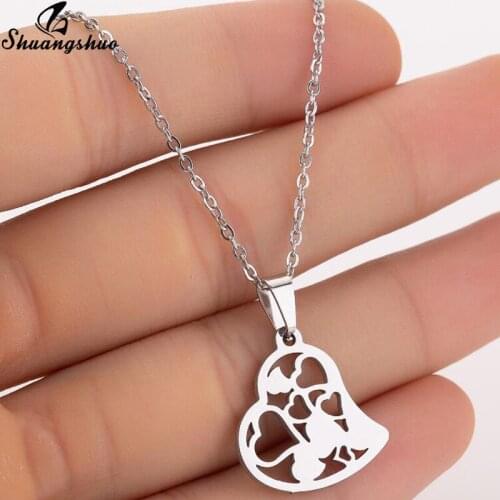 Shuangshuo Office Punk Fashion Tiny Origami Heart Necklace Women Girls Love Jewelry Small Big Heart Charm Pendants Chokers Gifts