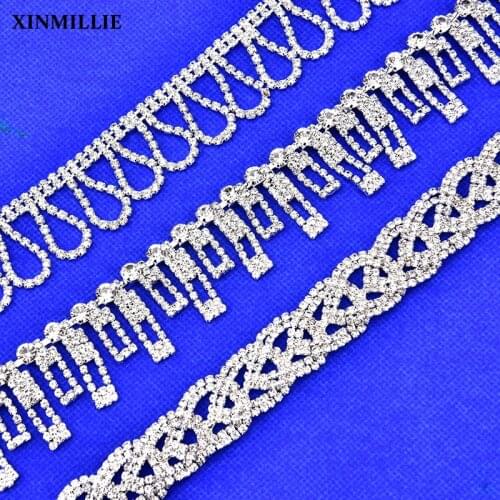 50cm/Piece High-Quality Glass Tassel Rhinestone Chain Crystal Dancing Necklace Chain Sewing Wedding Dress Trim DIY Accessories