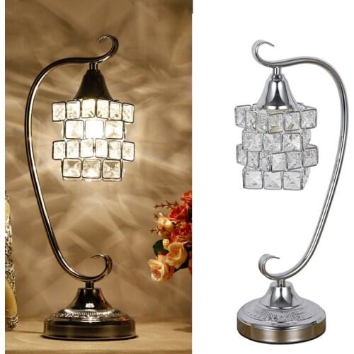 Nordic E27 LED Crystal Table Lamp Reading Eye Protection Bedside Night Light Simple Home Decoration EU/US Plug (without Bulb)