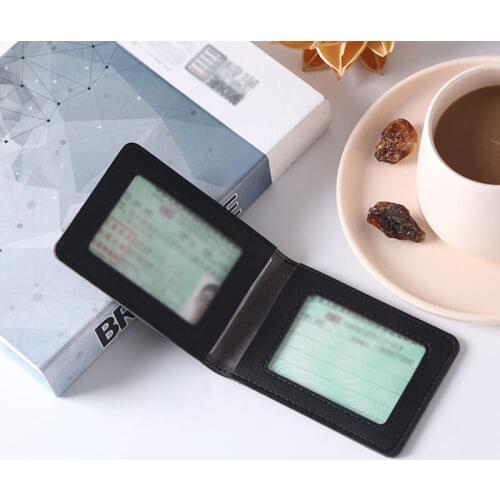 Pu Ultra-Thin Driver License Cover Id Holder Business Id Pass Certificate Folder Wallet Unisex Solid Color Leather Case Id Bag