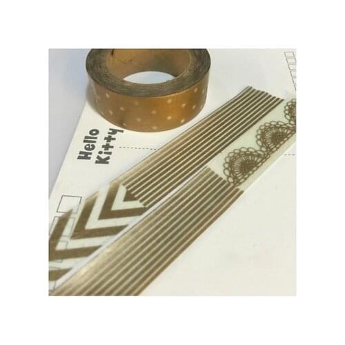High quality Beautiful shipping washi tape 15mm*10m/golden and sliver mix design japan masking washi paper tape