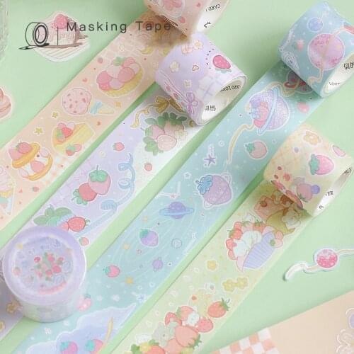 Yisuremia 3Mx30mm Kawaii Strawberry Washi Masking Tape Decorative Tape Scrapbook Crafts DIY Sticker Label School Stationery