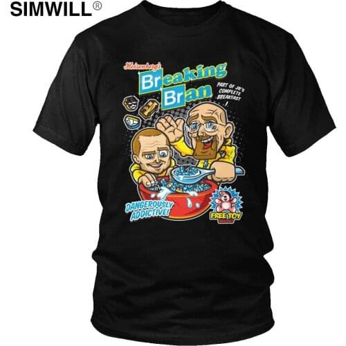 Funny Breaking Bad T Shirt Mens Cotton Dangerous Breakfast Tee Shirts Short Sleeve Round Collar Cook T-Shirt Walter White Tshirt