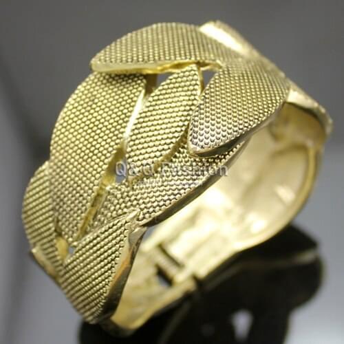 Lady Vintage Gold Multi Pebble Leaf Flower Petals Hinged Bracelet Bangle Cuff Jewelry Dropshipping New