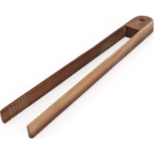 Kapmore 1pc Baking Tongs Long Handle Bamboo Non-Stick Food Tongs Bread Tongs Dessert Tongs BBQ Tools Accessories Kitchen Utensil