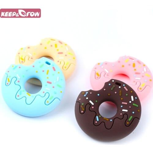 Keep&Grow 1Pc Donuts Shaped Silicone Teethers BPA Free Baby Teething Beads Food Grade Baby Teether DIY Teething Jewelry Charm