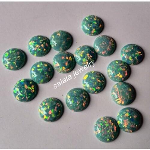 100pcs/lot Free Shipping 8mm OP03 Round Opal Synthetic Moon Yellow Green Round Cabochon Opal Stone