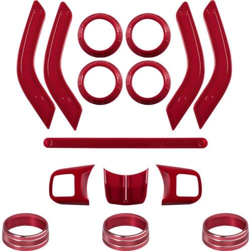 15 Pcs Full Set Interior Decoration Trim Kit-Steering Wheel for Jeep Wrangler JK JKU 11-18 2&4-Door car decor car accessories