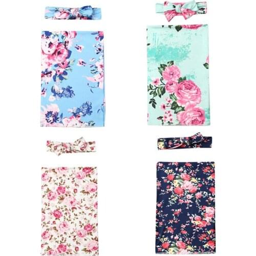 2Pcs Newborn Baby Floral Snuggle Swaddling Wrap Blanket Sleeping Bag Swaddle Receiving Blankets