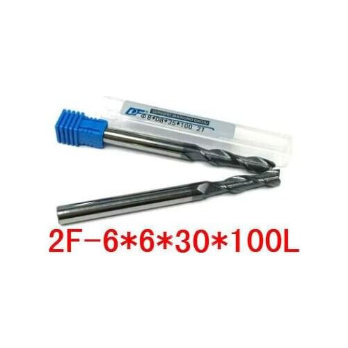 2F-6*6*30*100, 2 Flute Long Solid Carbide End Mill ALTiN Coat, Milling Cutter, CNC Lathe Tool, Router Bits for Metal Cutting
