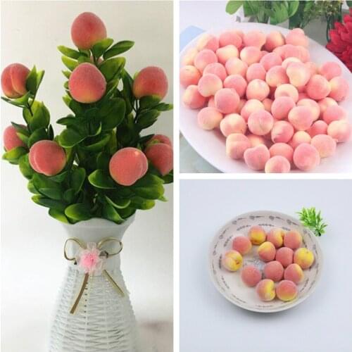 50pcs/lot Mini Artificial Fruits And Vegetables Simulation Peach Fake Kitchen Toys For Children Food Play Party Home Decoration