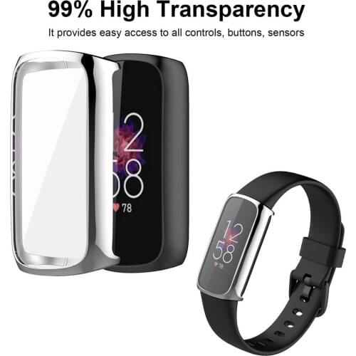 99% TransparencyTPU Full Screen Protector Cover Case For Fitbit Luxe Smart Watch Bracelet Full Soft Clear Case