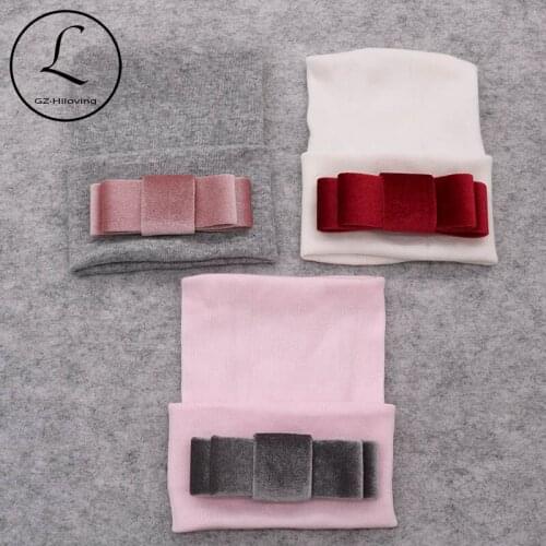 Newborn Baby Girls Velvet Bow Hospital hats New 2020 Baby Boys Kids Chidren Cotton Beanies hat caps New born photography hat