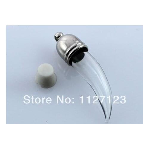 Free ship!!!20sets of 33x8mm chili Wishing Bottle pendant/glass vial pendant +Twist wire metal cap