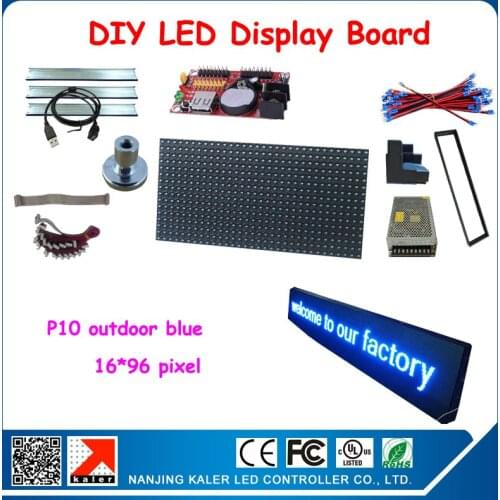 Free shipping blue led moving text display,led panel and all other diy kits electric production 24*104cm led display board