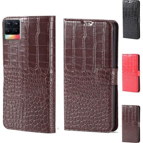 For Oppo Realme 8 4G Luxury Crocodile design Flip Leather Wallet Phone Case For Oppo Realme 8 Pro cover with card slot