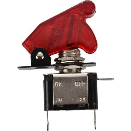 DC 12V On Off Racing Car Illuminated Toggle Switch + Red Cover