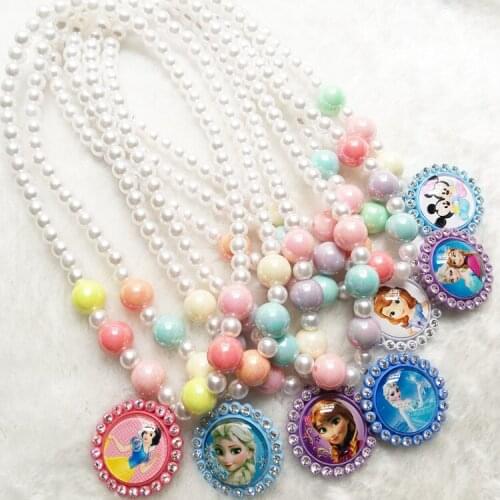 Disney Explosive Frozen Elsa Girl Princess Anna Childrens Necklace Bracelet Small Gift Jewelry Set baby doll accessories