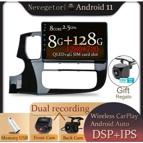 For Mitsubishi Outlander 3 XL 2012-2018 Multimedia Player GPS Navigation Stereo Car Radio Android 11 Accessories 4G WiFi