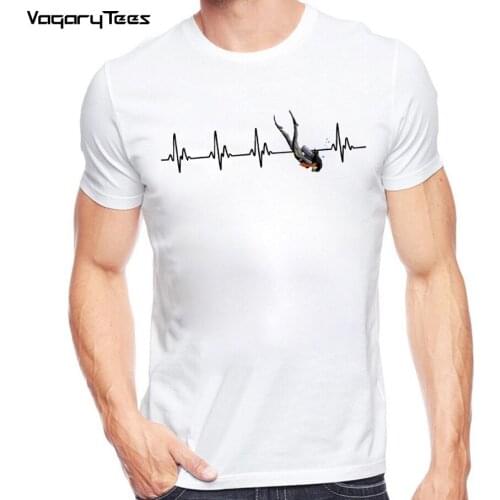 SCUBA Diving Heartbeat T-Shirt Fashion Funny Birthday Short Sleeves T Shirts Causal O-neck Tops Tees Hip Hop
