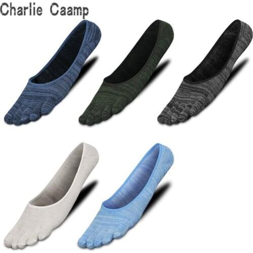Charlie Campp Combed Cotton Spring Cotton Breathable Thin Shallow Stealth Non-slip Design Casual Mens Socks Five Finger Socks