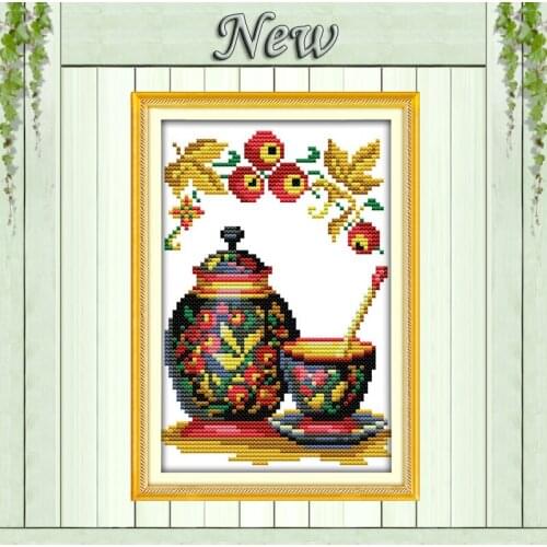 Coloured pottery china home Decor paintings pattern printed on canvas DMC 11CT 14CT kits Cross Stitch embroidery needlework Sets