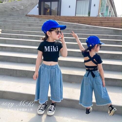 2021 Summer Girls Fashion 2pcs Suit Baby Kids Children Clothing Set Including T-shirt+ Jeans Pant