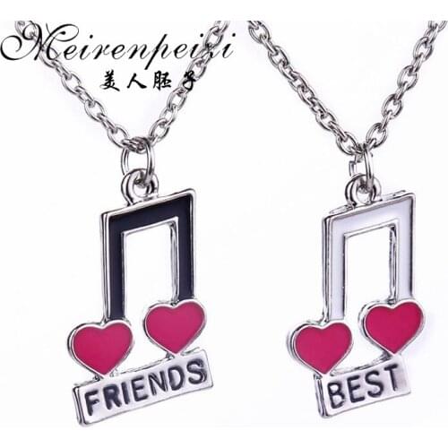 Best Friend Music Note Pendant Necklace Treble Clef Bass Music Necklace Valentine Day Gift for Her Teachers Friendship Jewelry