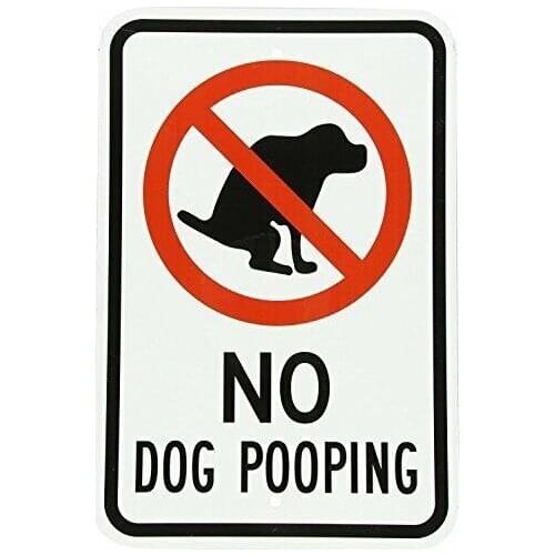 No Dog Pooping With Graphic Aluminum Metal Sign 40x30cm 16x12 inches