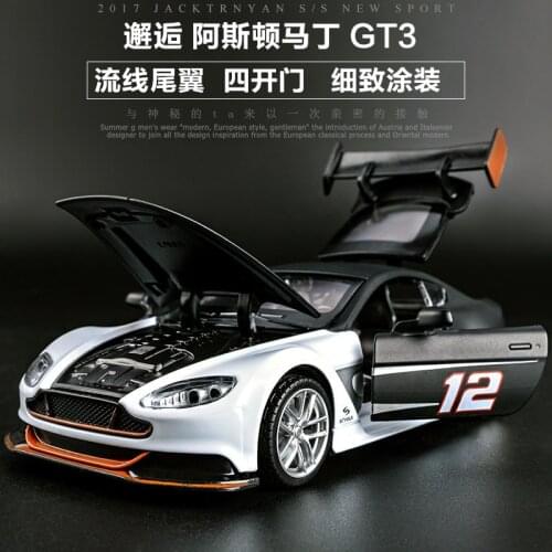 1:32 high simulation Aston Martin GT3 model super sports racing car sound and light pull back car for children gifts