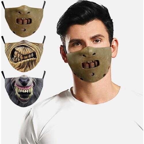 Halloween Horror Fashion Funny Scary Adult Mask Womens Men Unisex Face-Protection Breathable Cycling Spots Cotton Party Masks
