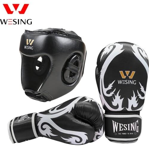 Wesing Men Women boxing training equipments sanda boxing headgear and boxing gloves leather head guard