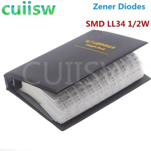 26 kinds x25 commonly used SMD LL34 1/2W 2.4V~30V Zener Diodes Assortment Kit Assorted Sample Book