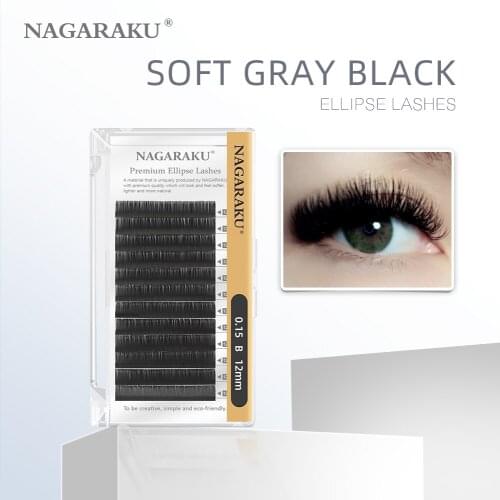 NAGARAKU Matte Color Gray False Eyelash Ellipse Eyelash Extensions Premium Mink Flat Lashes Split Tips Ellipse Eyelashes