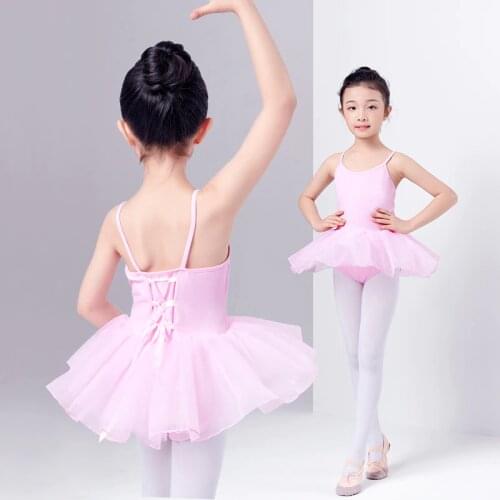 New Summer Sleeveless Ballet Tutu Dress Baby Girl Slip Dress Children Kids Pink Dance Princess Dress Cross Back With Ribbon