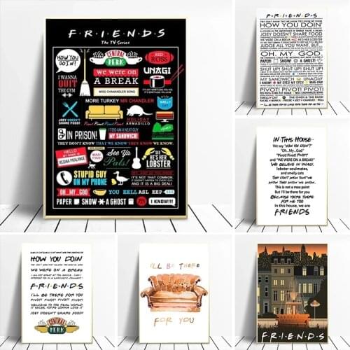 Friends TV Show Poster Quotes Canvas Art Print Central Perk Friends Design Wall Pictures for Living Room Decor Poster and Prints