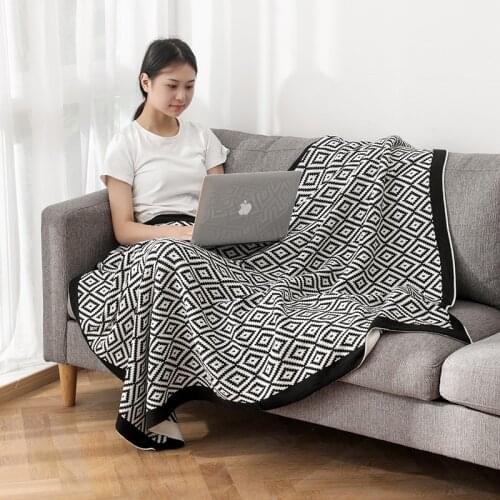 Nordic thick knitted wool blanket throw autumn winter geometry office air conditioning Leisure blanket nap soft shawl sofa cover