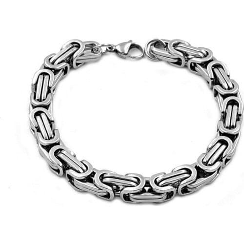 Width 8MM Stainless Steel black gold Link chain bracelet fashion hip-hop rock men titanium steel Link bracelet jewelry for women