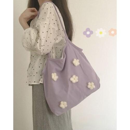 Flowers School Backpack Casual Wallet Shoppers Shoulder Bags Womans Purple Canvas Bag Women Fashion 2021 Japan and South Korea