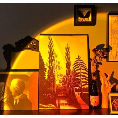 USB Rainbow Sunset Red Projector Led Photographty Light Desk Lamp for Bedroom Bar Coffee Store Wall Decoration Lighting