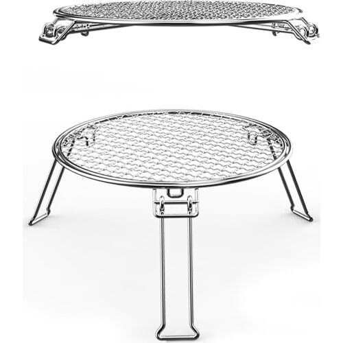 Thickened Foldable Campfire Grill 3 Legs Design Folding BBQ Grate Portable For Outdoor Camping Cooking Hiking Picnic
