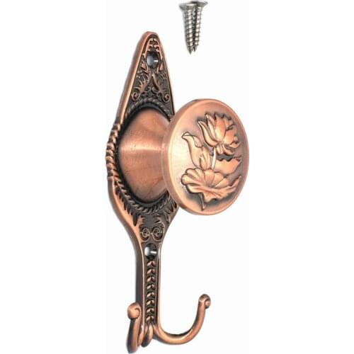6'' 150mm Lotus Pattern Vintage Wall Hook Double Hook Metal Wall Hook Decorative Hooks Coat Hangers Towel Hook Kitchen Hook 1pcs