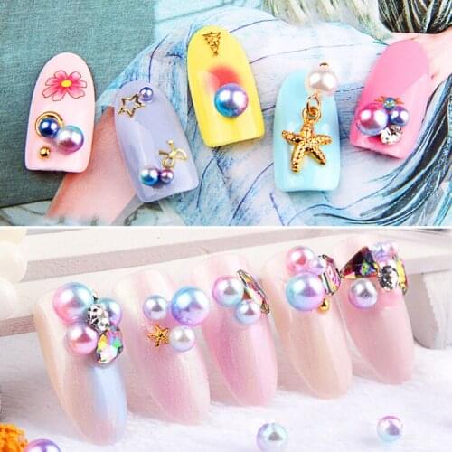 Japanese nail ornaments ball fullcircle/semicircle pearl gradient magic mermaid Symphony colorful pearl highlight nail art charm