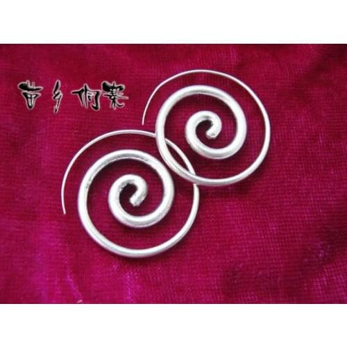 Guizhou handmade jewelry personality Miao jewelry handmade Miao earrings small circle